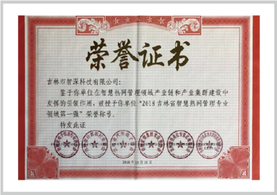 吉林省智慧热网管理企业第一强荣誉证书.png